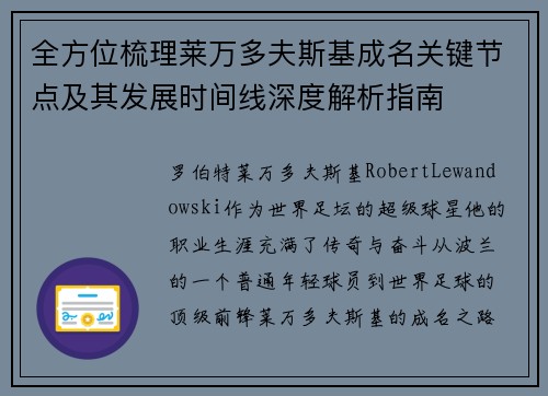 全方位梳理莱万多夫斯基成名关键节点及其发展时间线深度解析指南